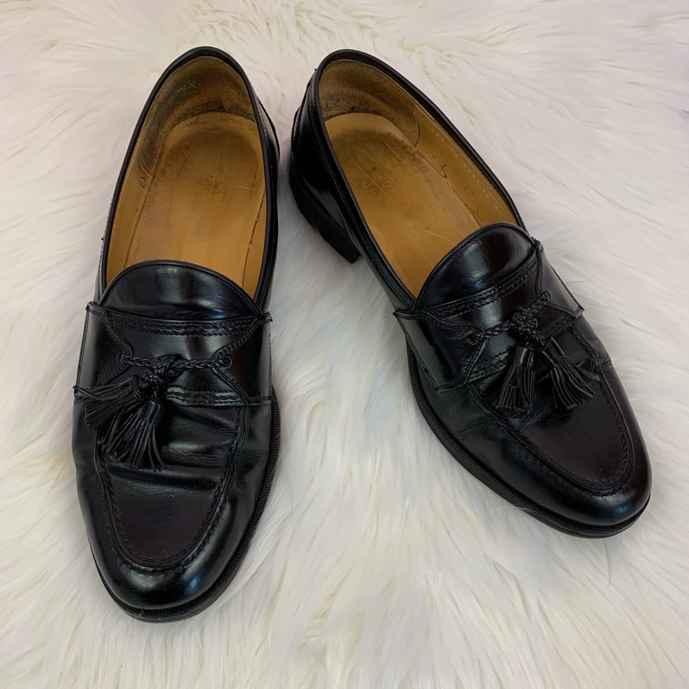 Johnston & Murphy Black Tassel Slip On Loafers
